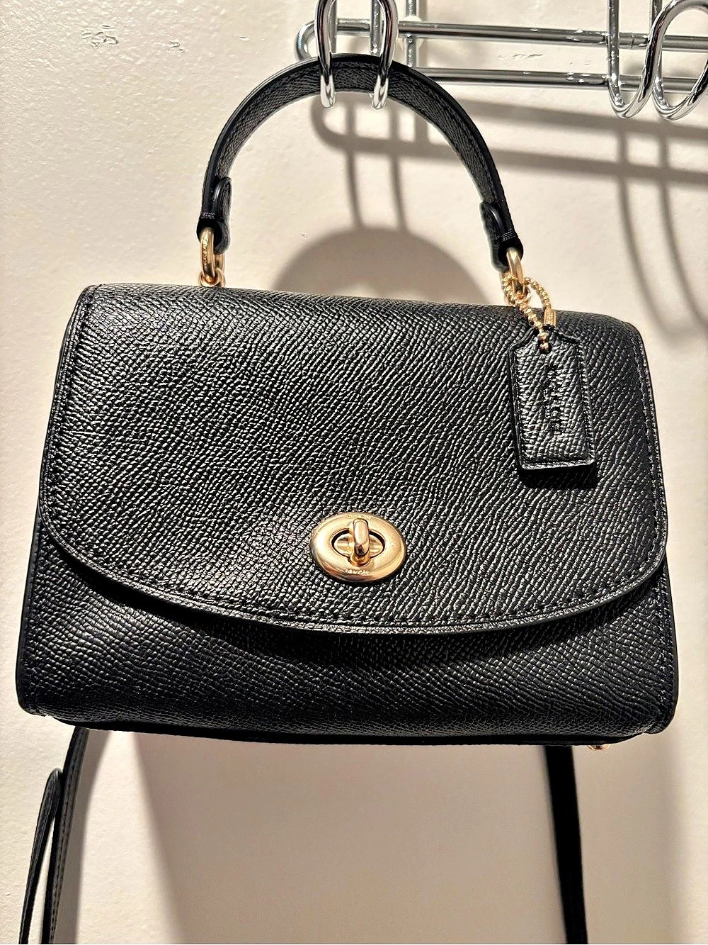 Authentic Coach Micro Tilly Top Handle Satchel Bag - Black Leather